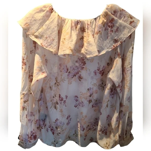 H & M Long Sleeve Pink Floral Blouse Size Small - Picture 3 of 9